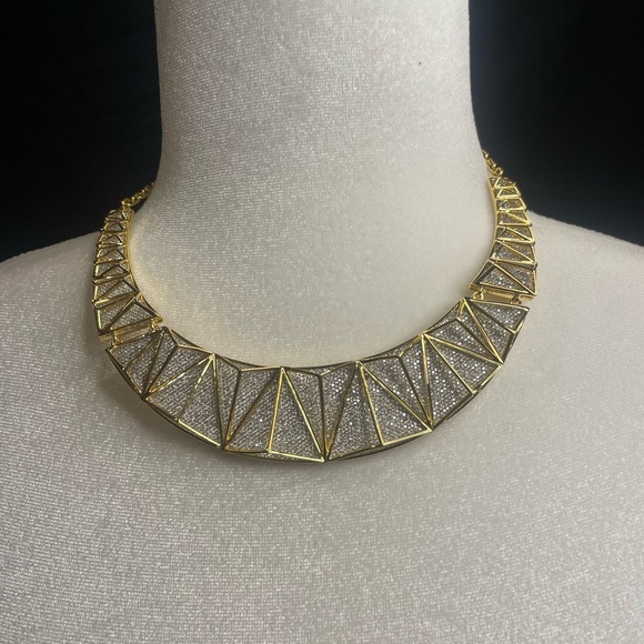 NWOT nOir Elegant Gold and Silver Geometric Necklace - Picture 3 of 8